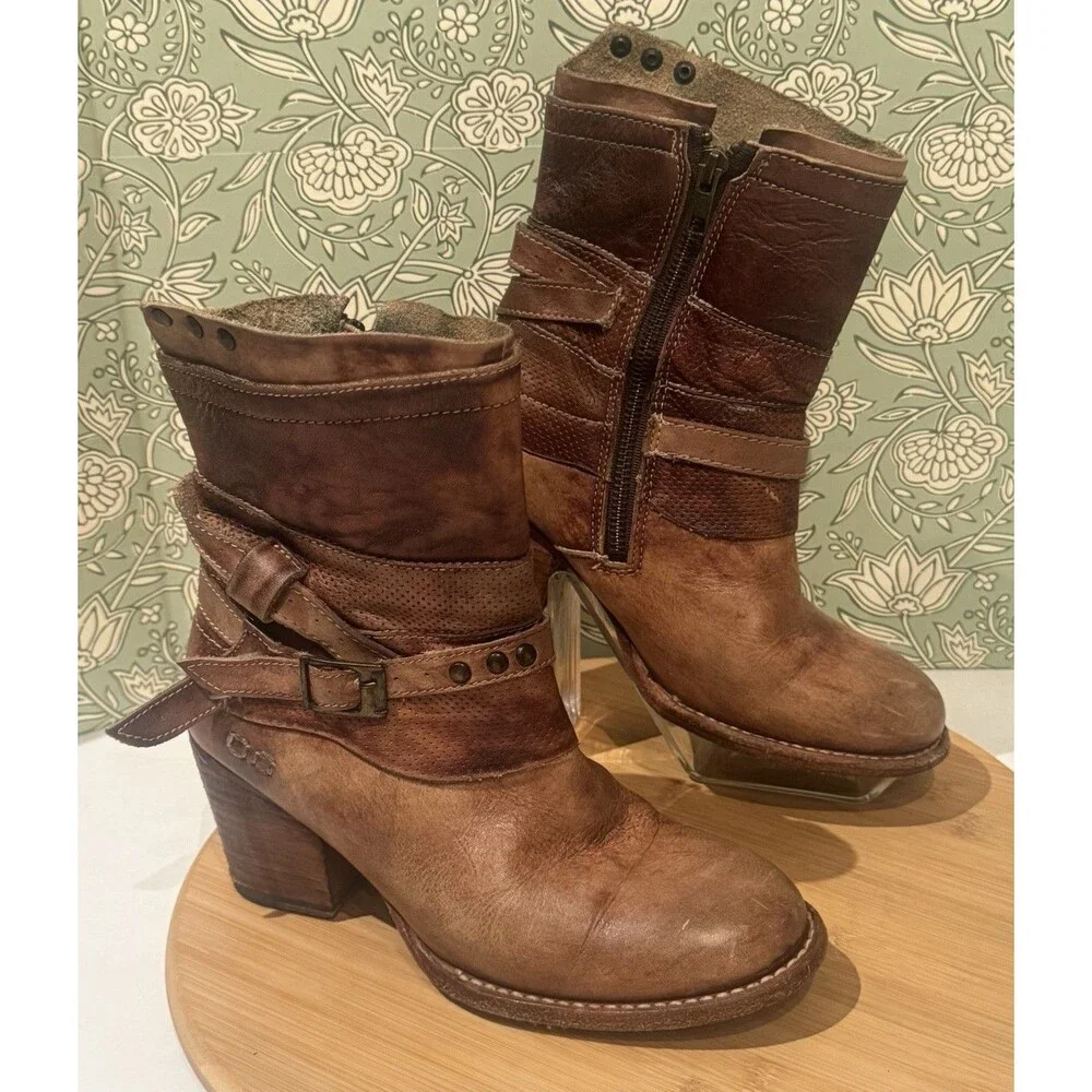 Bed Stu Cobbler Distressed Style Ankle Soft Leather Brown Boots Women’s Sz 6